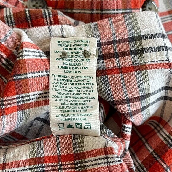 Roots Canada Womens Red Plaid Button-Up Shirt Large 100% Cotton Long Sleeve - Picture 6 of 9